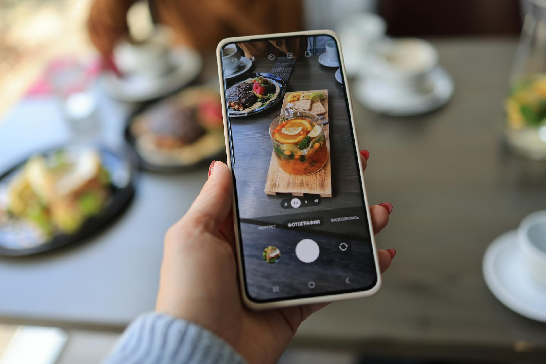 Person using smartphone to place food order
