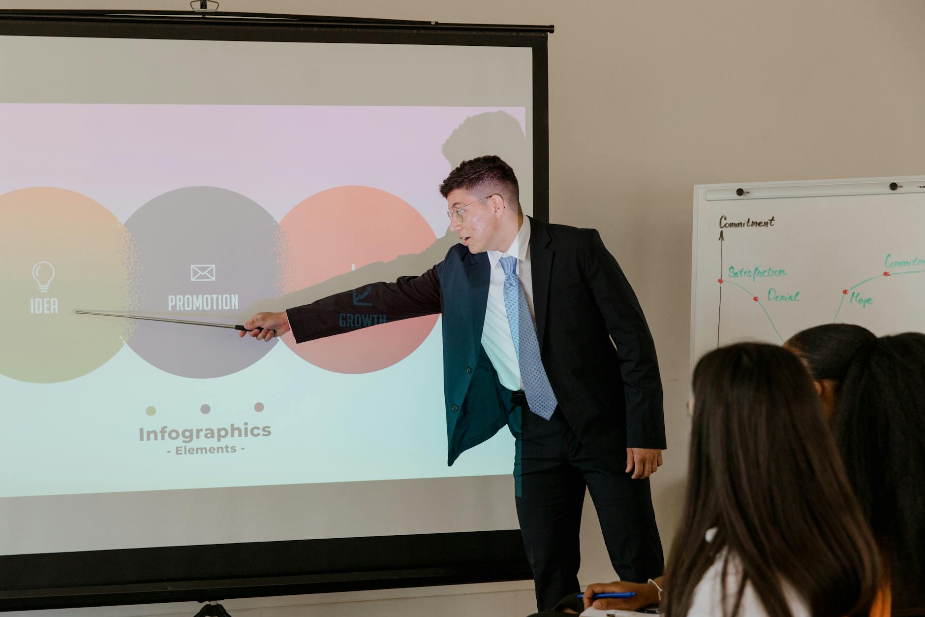 Person reviewing a structured slide presentation on a computer screen