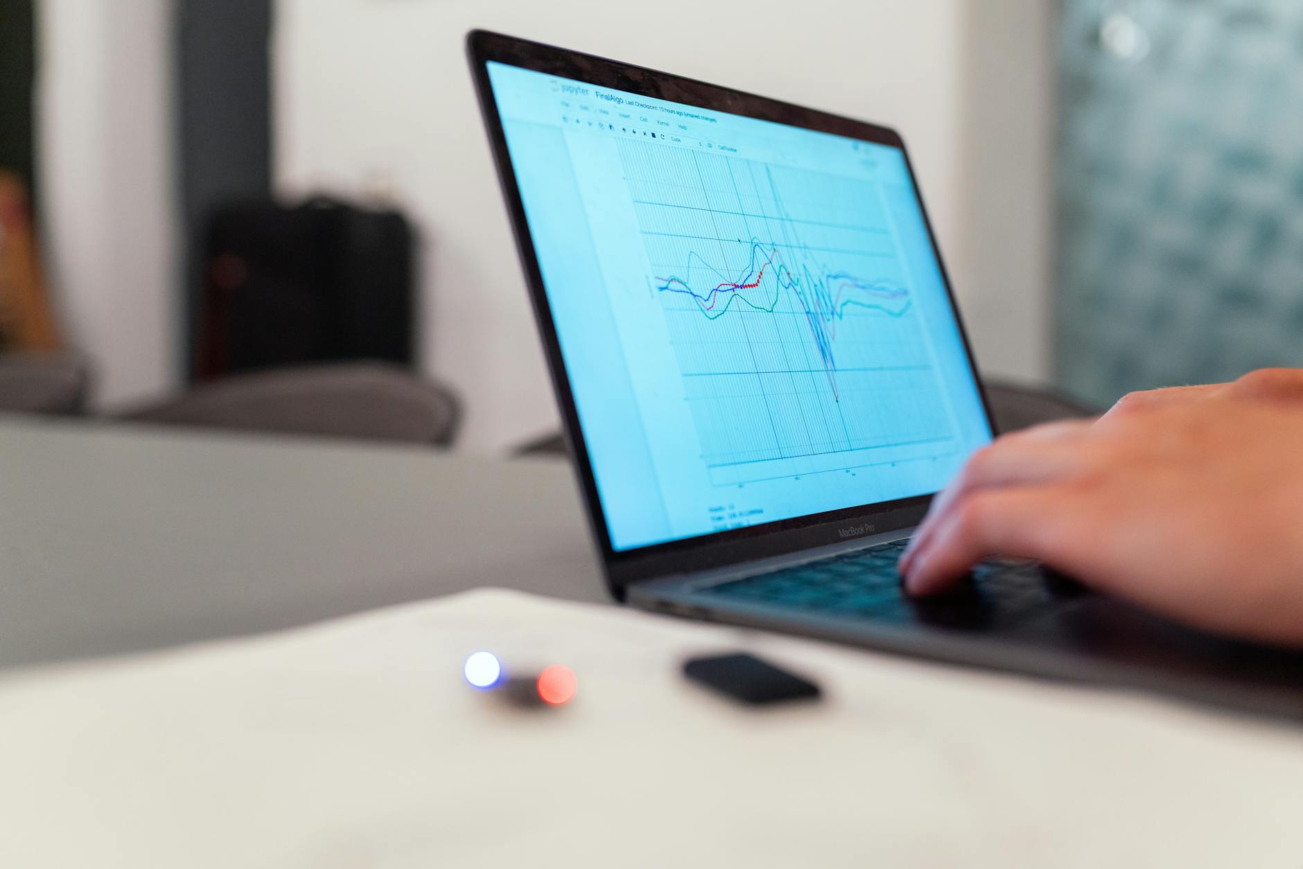 Computer screen showing data visualization charts and graphs for social media analytics