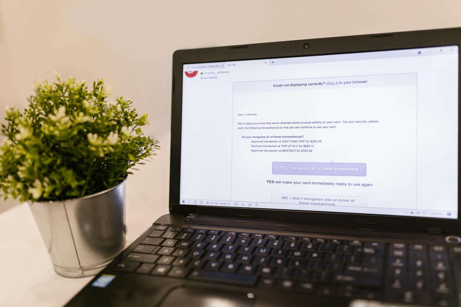 Email inbox displayed on a desktop computer screen