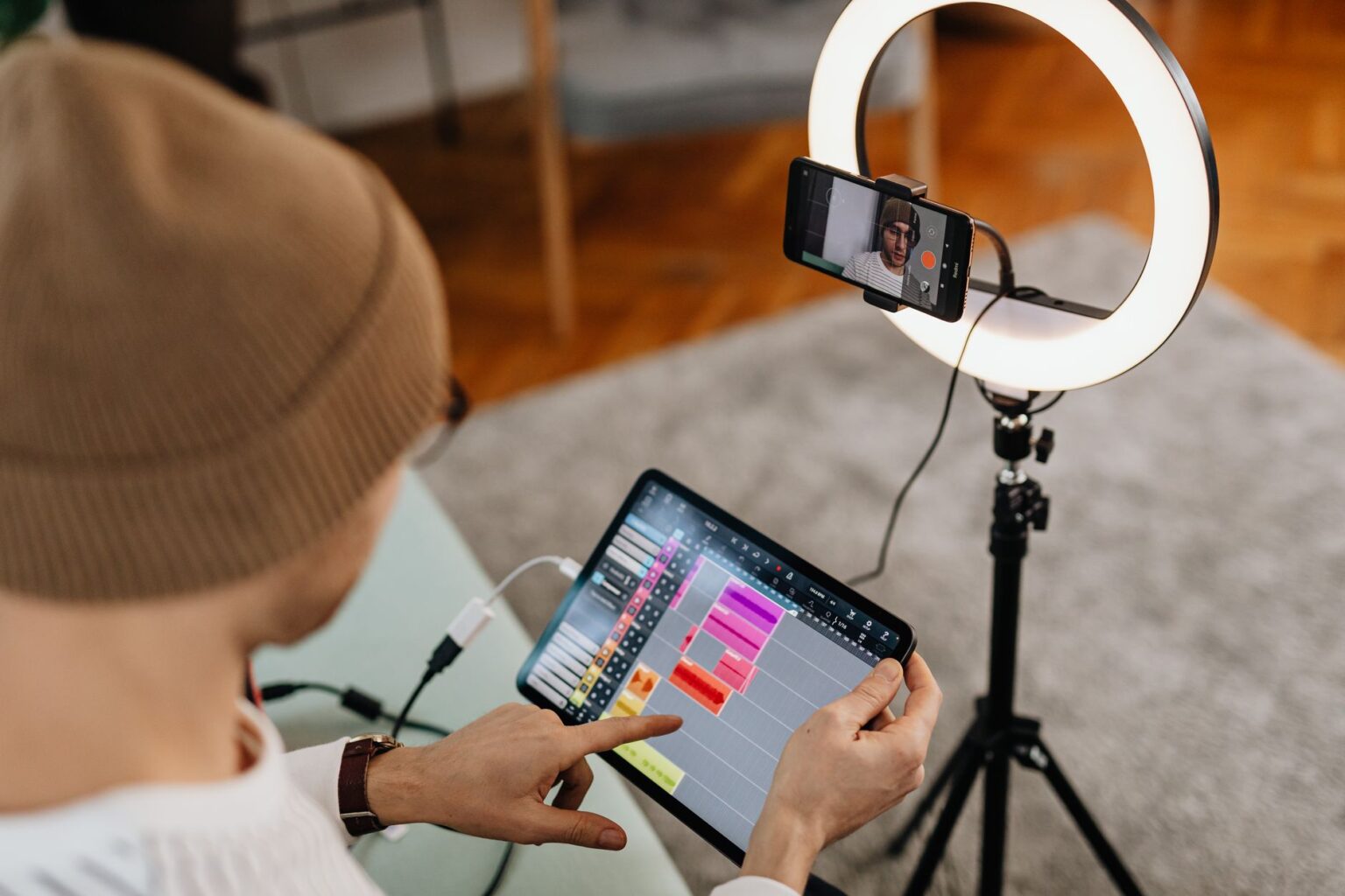 Person editing a short-form video on a smartphone screen