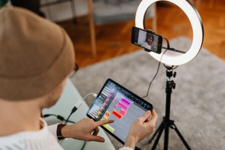 Person editing a short-form video on a smartphone screen