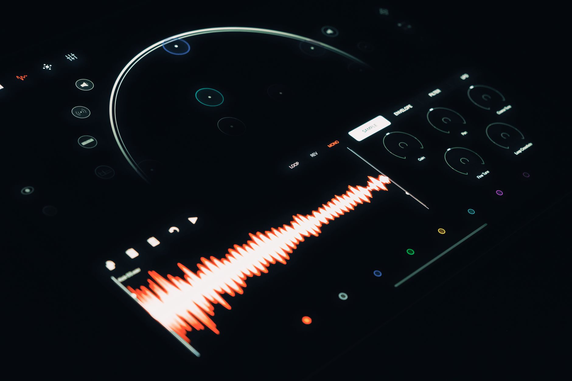 Digital audio waveform displayed on a computer screen representing voice synthesis
