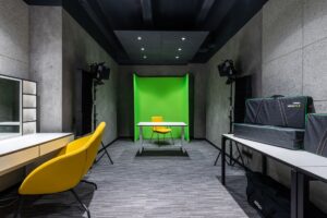 A video production studio setup representing AI video generation tools for social media advertising
