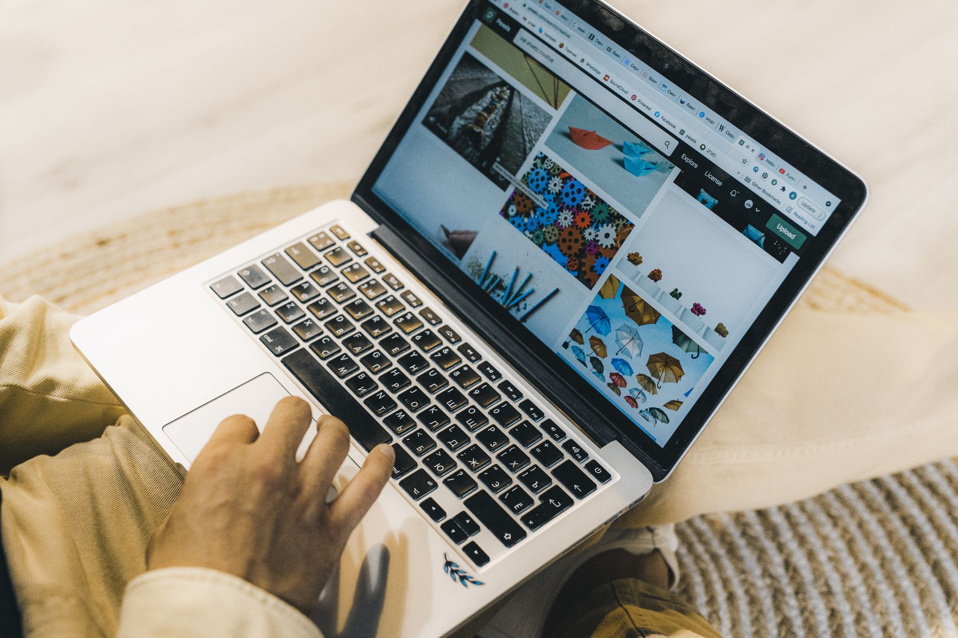 Designer working on a website layout on a desktop screen
