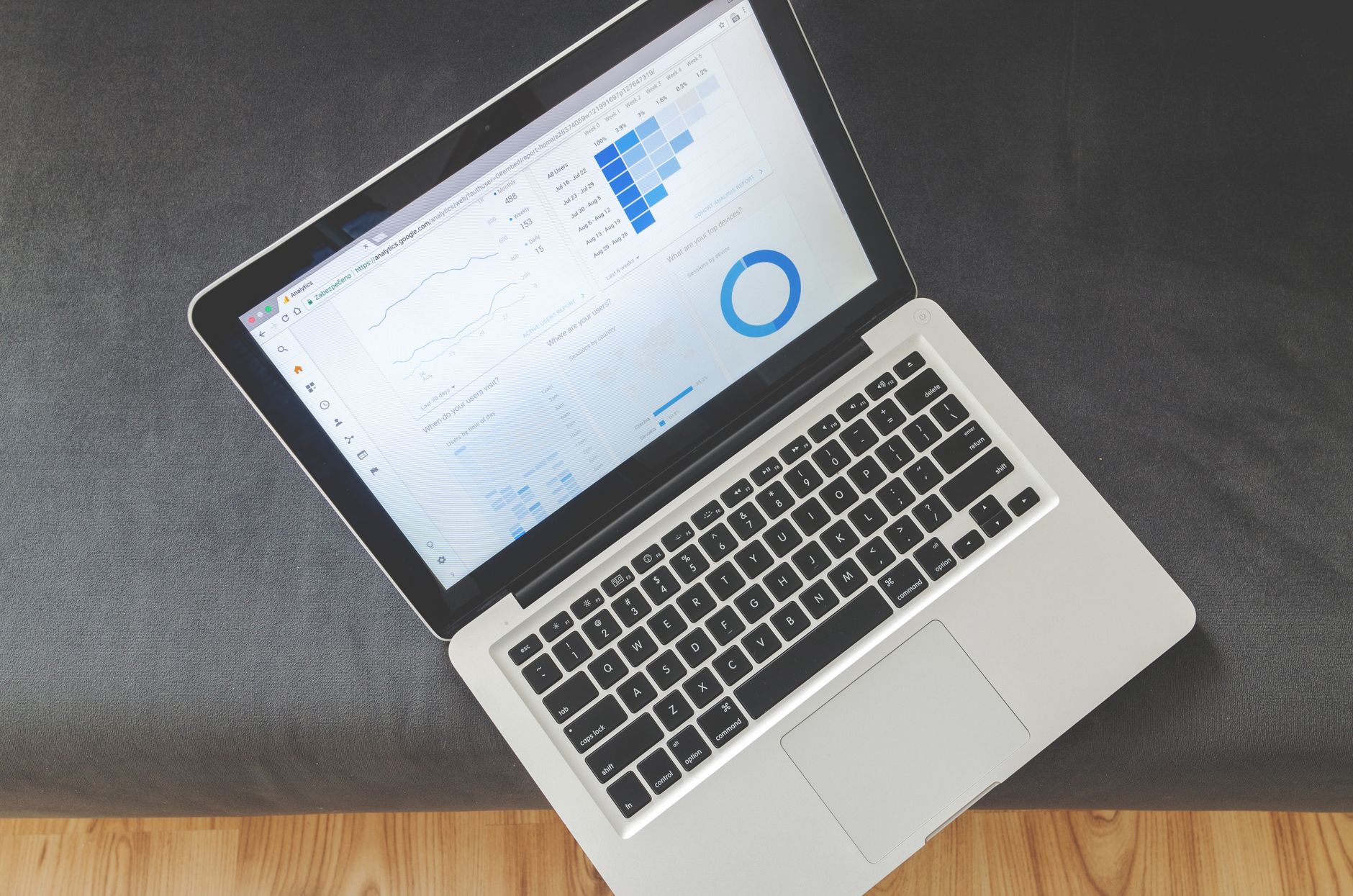 Marketing professional analyzing SEO data on a computer monitor