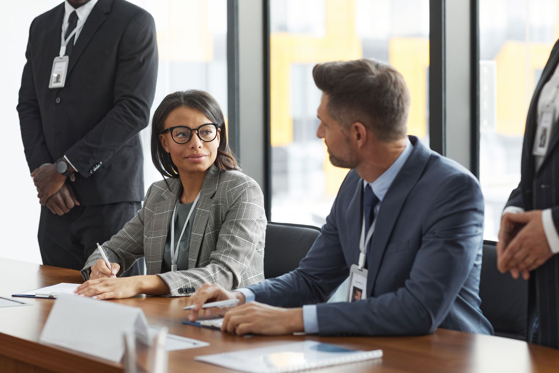 Marketing team reviewing campaign performance data during a client meeting
